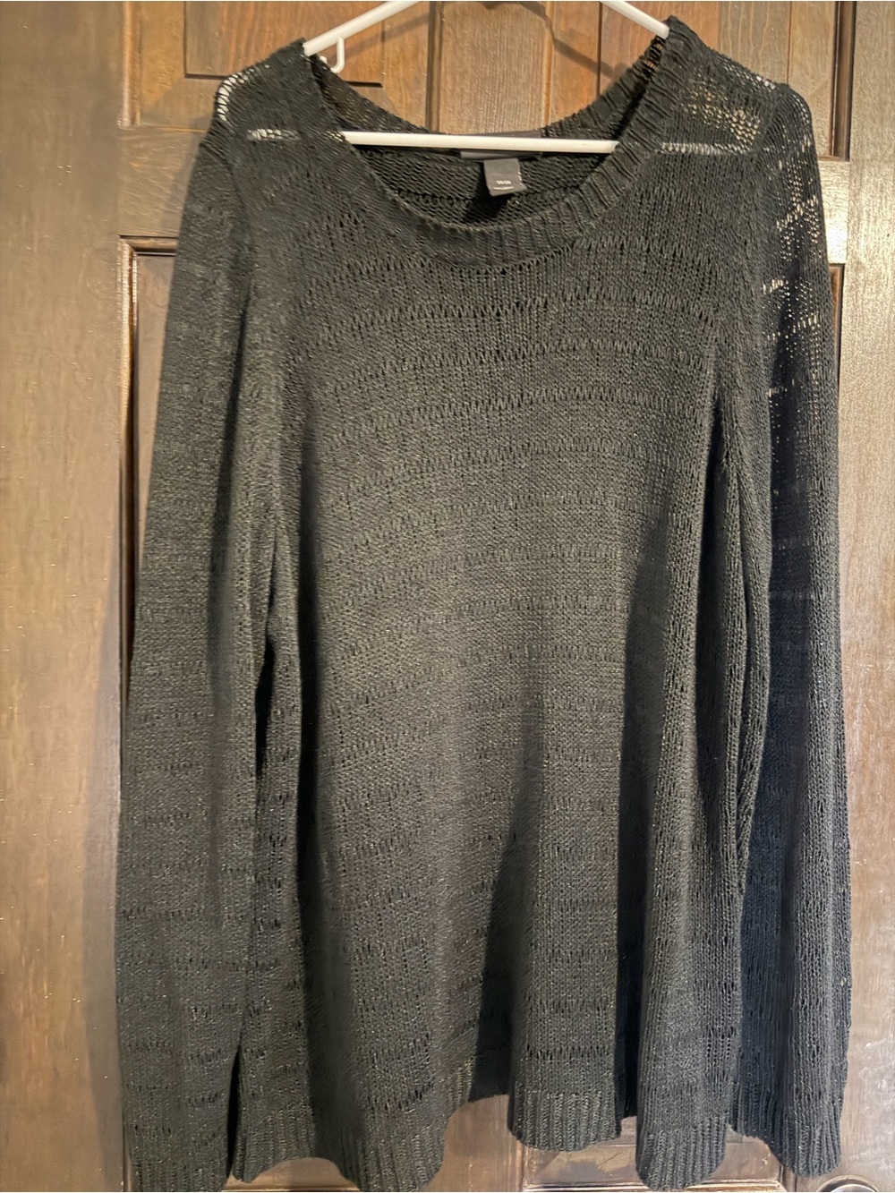 Lane Bryant Black Open-Knit Crewneck Sweater